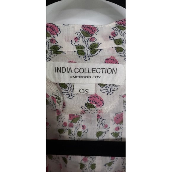Emerson Fry Mandarin Collar Top Rosey Flowers Organic Cotton Made in India O/S - Picture 9 of 16